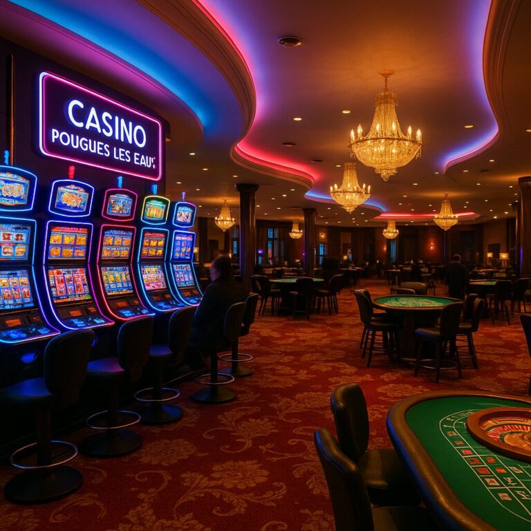 Ambiance du casino de Pougues-les-Eaux : éclairages, tables de jeux et atmosphere immersive